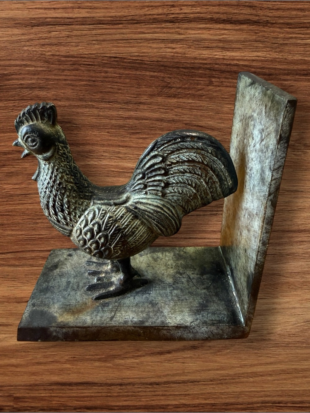 Vintage Cast Iron Chicken Rooster Bronzed Bookends - Picture 4 of 10
